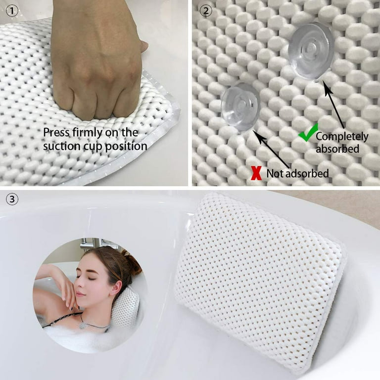 Sunlit Bath Jello Gel Bath Pillows Back Support Pillow, Gel Pillow with Non-Slip Suction Cups, Back Rest Support, Fits Curved or Straight Back Tubs