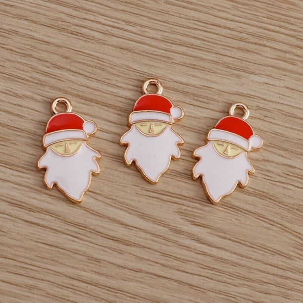 10pcs/lot Mix Enamel Christmas Charms for Jewelry Making Santa Claus Gloves Tree Charms Xmas Gifts DIY Handmade Jewelry Making