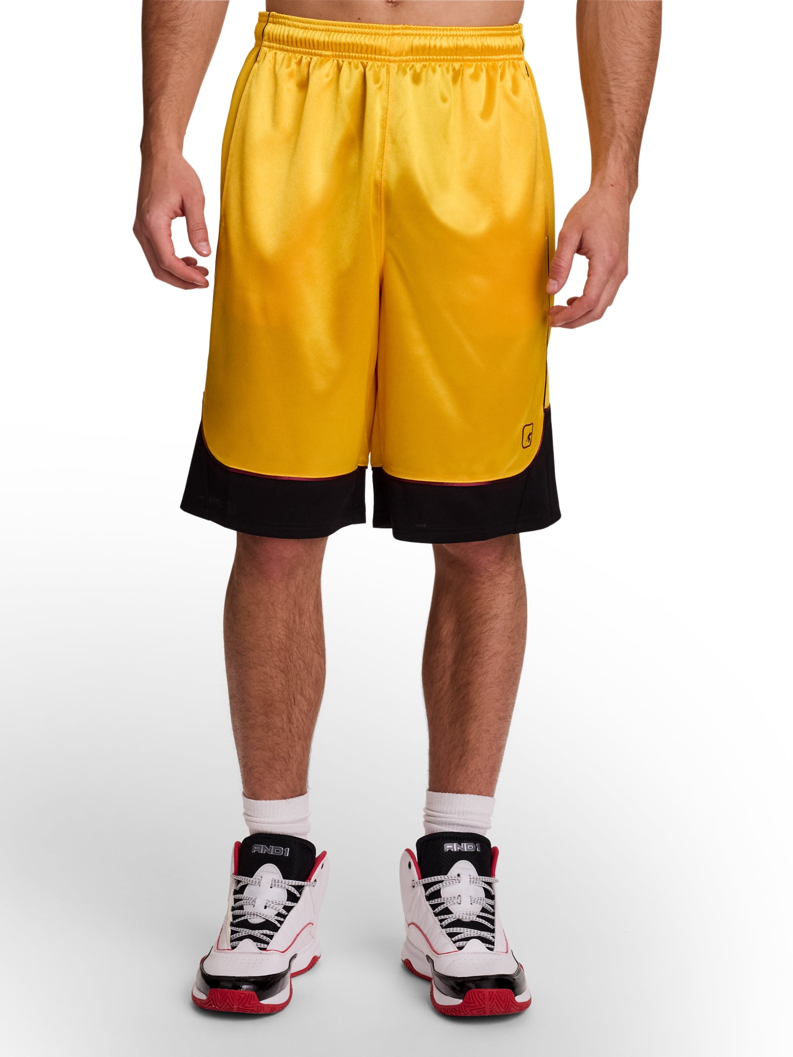 AND1 Men's and Big Men's All Court Colorblock Short, 11" inseam, up to Size 5XL