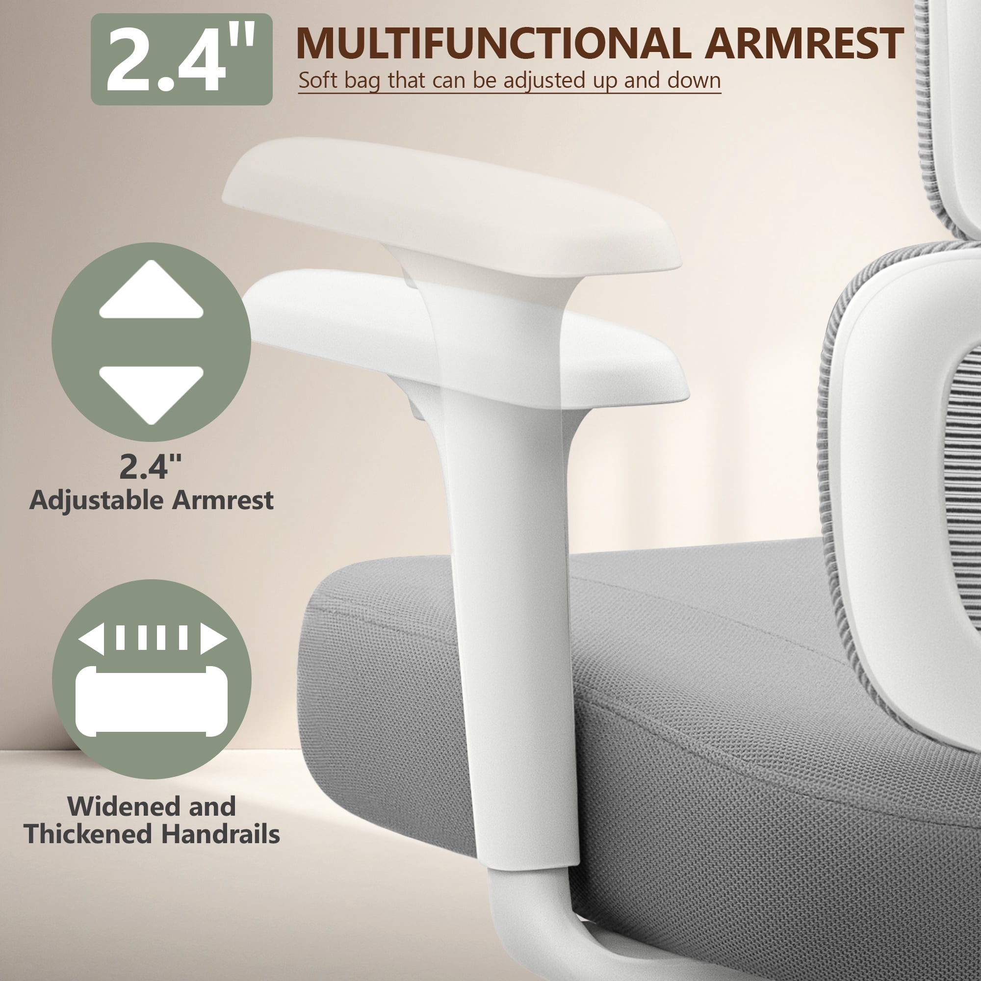 COOLHUT Ergonomic Mesh Office Chair, Big and Tall Computer Desk Chair with Adjustable Lumbar Support, Headrest and Armrest, High Back Home Office Chair for Workspace, Gaming,300LBS, Ligh Gray