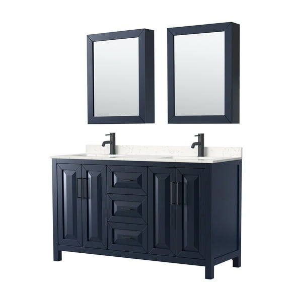 Wyndham Collection WCV252560DBBC2UNSMED Daria 60" Free Standing Double Basin Vanity Set -