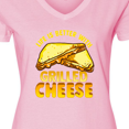 thumbnail image 4 of Inktastic Life is Better with Grilled Cheese Women's V-Neck T-Shirt, 4 of 5