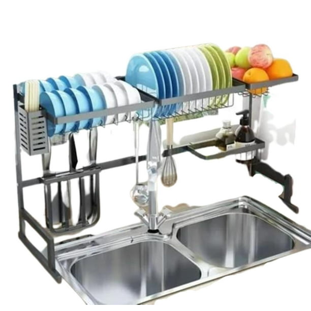 Escurridor Trastes Platos Fregadero Acero Inoxidable Cromado Waashit 2 niveles