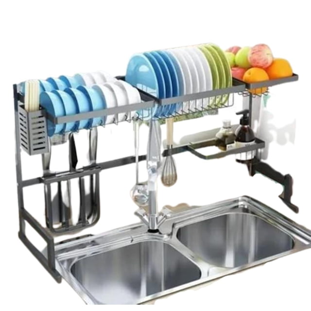 Escurridor Trastes Platos Fregadero Acero Inoxidable Cromado Waashit 2 niveles