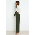 thumbnail image 7 of ChooTeeYeen Women's High Waist Pants Casual Pockets Belted Wide Leg Trousers Business Work Long Pants Detachable Tied Belt, 7 of 7