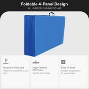 BalanceFrom 10ft x 4ft x 2in 4-Panel All-Purpose Folding Gymnastics Mat, Blue