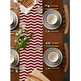 thumbnail image 2 of ERUNPONLY Red White Table Runner - 120 Inch Long Modern Abstract Waves Water Ripple Striped Cotton and Linen Blended Dress Scarves Farmhouse Table Runner for Kitchen Dining, Coffee Table, 13" x 120", 2 of 8