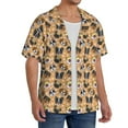 thumbnail image 2 of Uemuo Cute Dogs Head Pattern Cotton Linen Short Sleeve Shirts,Casual Lightweight Button Down Shirts,Vacation Beach Summer Tops-Medium, 2 of 7