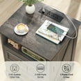 thumbnail image 5 of Homieasy Set of 2 Nightstands with Charging Station, Farmhouse Rustic Bedside Tables with USB-C Ports, AC Outlets, Drawers & Open Shelf for Bedroom, Living Room,Gray Oak, 5 of 6