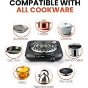 Mainstays Single Coil Electric Burner and Hot Plate, 1100W, Black