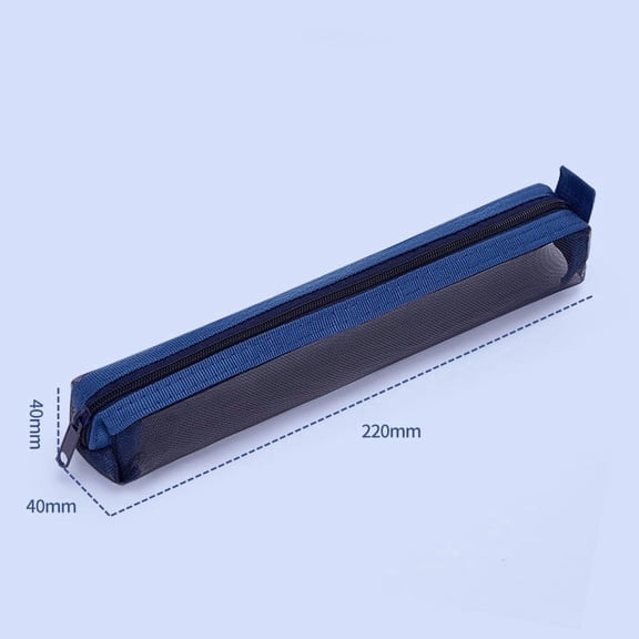 KTFgvq Pencil Case Mesh Storage Bag Zipper Closure Portable Stationery Organizer for Classroom Office Supplies, Blue