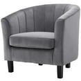 thumbnail image 5 of Tufted Armchair and Loveseat Sofa Set, Velvet, Grey Gray, Modern Contemporary Urban Design, Living Lounge Room Hotel Lobby Hospitality, 5 of 6