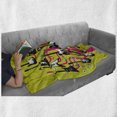 thumbnail image 6 of Music Soft Flannel Fleece Throw Blanket, Guitars for Rock Stars Above a Tree Plant Modern Geometric Design Print, Cozy Plush for Indoor and Outdoor Use, 50" x 60", Hot Pink Apple Green, by Ambesonne, 6 of 6