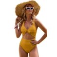 thumbnail image 4 of ABPHQTO Bañador de una pieza amarillo con aberturas para mujer, 4 of 5