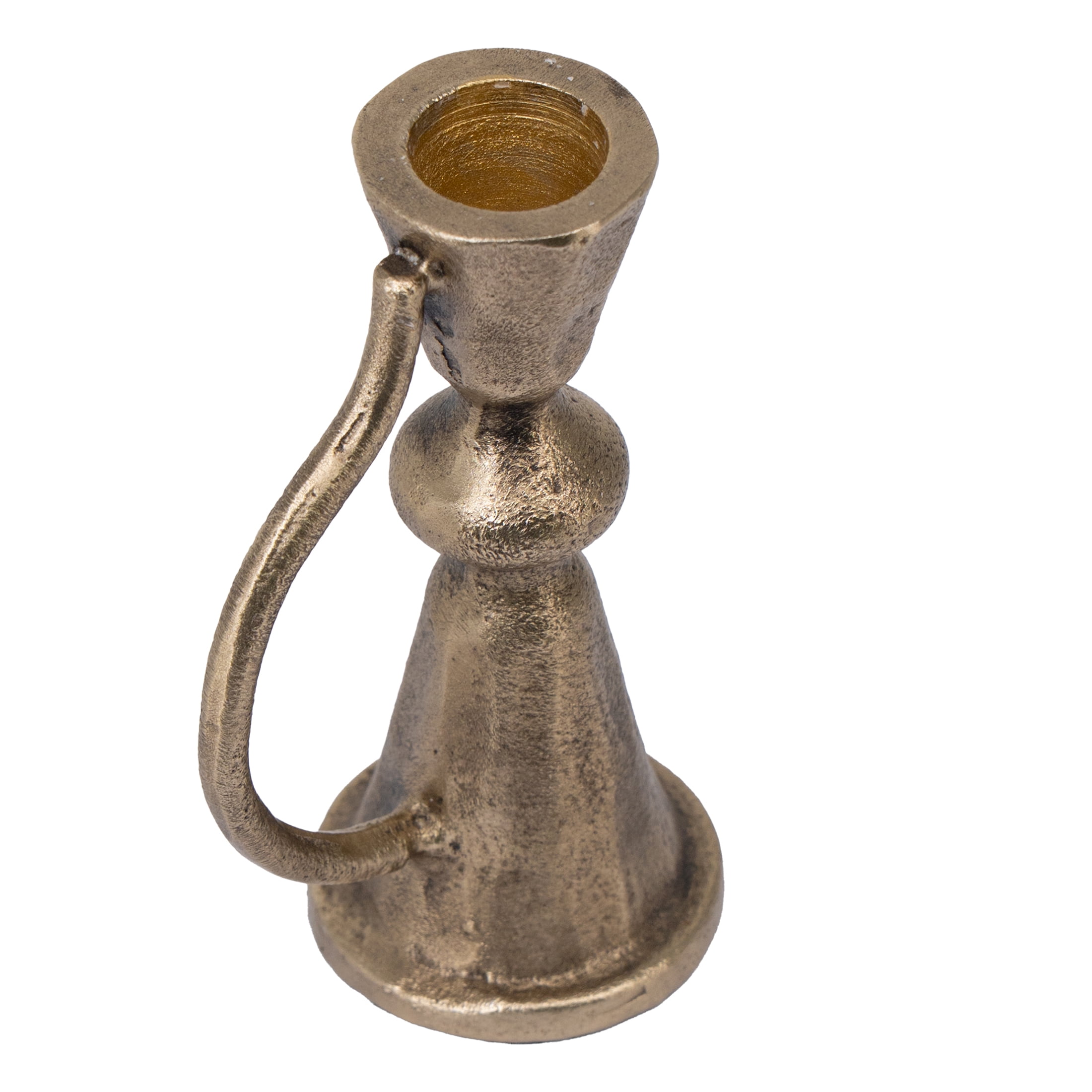 My Texas House Gold Metal Christmas Taper Candle Holder, 4.5"