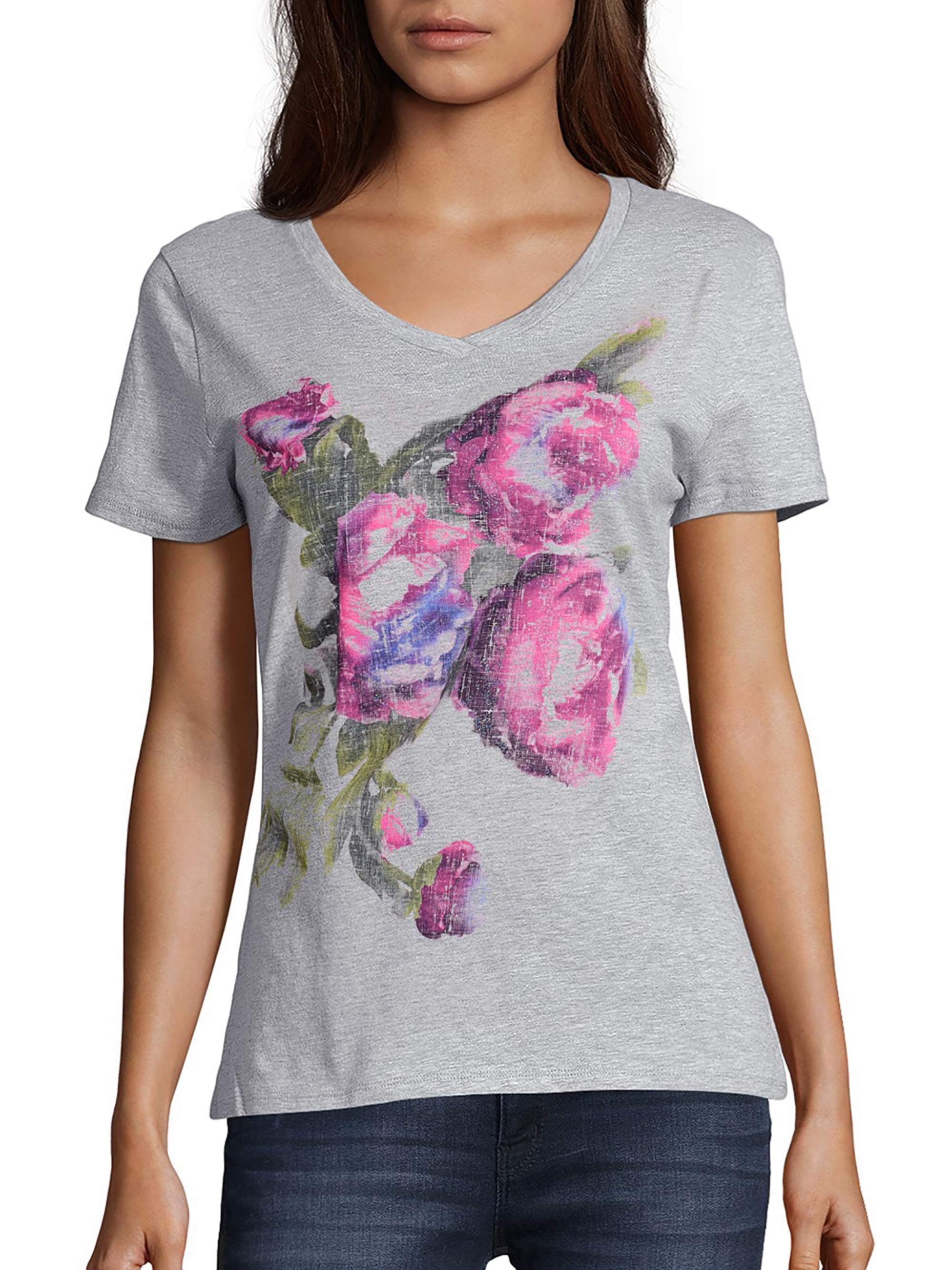 Hanes Women's ShortSleeve VNeck Graphic TShirt