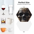 thumbnail image 6 of Naloa Gold Pattern Black Skull Leather Coasters for Drinks, Durable Drink Coasters 4 Set for Tabletop Protection, Luxurious Home Décor and Housewarming Gift ( {designName})Hexagon, 6 of 6