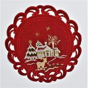 Sinobrite  8 in. Reindeer, Snow House & Pine Tree Doily