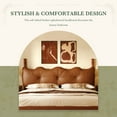 thumbnail image 2 of GDF Studio King Wooden Bed Frame with Faux Leather Upholstered Button Headboard, 2 of 9