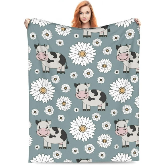 Flowers Daisy Blanket Throw Blanket Soft Fuzzy Travel Blanket for Bedroom Living Room Couch Office Car All Season Gift for Girls Boys Women Men 60"x50"