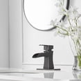 thumbnail image 2 of BWE Oil Rubbed Bronze Bathroom Faucet with Pop Up Drain Stopper Overflow Assembly and Supply Hose Bath Waterfall Single Hole Handle Farmhouse Bathroom Sink Faucet Lavatory Mixer Tap, 2 of 10