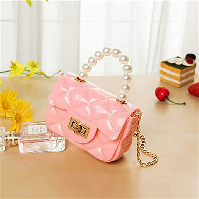 Fashion Small Purse for Little Girls Toddler Kids Cute Pearl Mini Messenger  Bag, pink