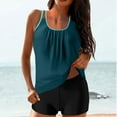 thumbnail image 2 of Einccm Women's Two Piece Tankini Set High Waisted Tummy Control Back Strappy Design Elegant Beach Swimwear, 2 of 6