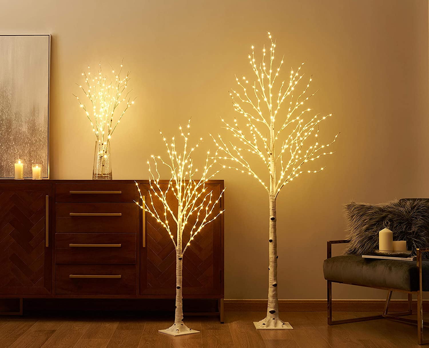 The Holiday Aisle® Birch 48' Traditional Christmas Tree with LED Lights and Remote  Control, Christmas Tree