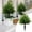 Green, variant on 2 Pack Artificial Cedar Topiary Ball Trees - 23.6Resistant Evergreen Shrubs with Ground Spikes, Cypress for Outdoor/Indoor Garden & Porch Decor