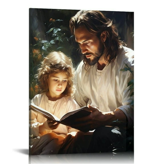 Vintage Jesus Canvas Wall Art Print,Christian Pictures Canvas Print Posters Wall Decor, Religious Christian Gifts Wall Art Home Decor for Church Living Room Dining Room Decor Framed