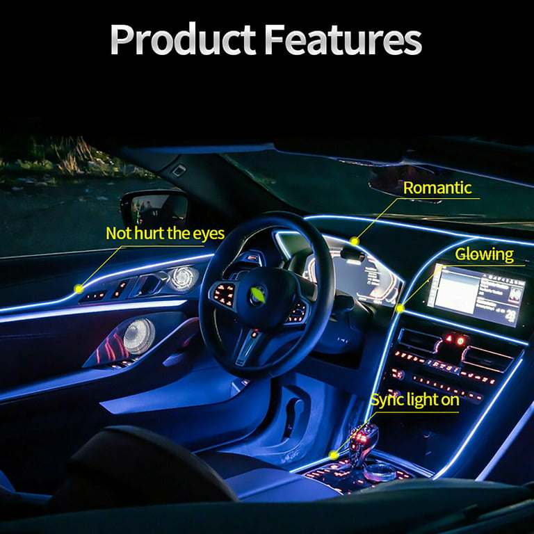 10ft Bl LED Auto Car Interior Decor Atmosphere Wire Strip Light Lamp Accessories, Size: 300cm / 9.85ft