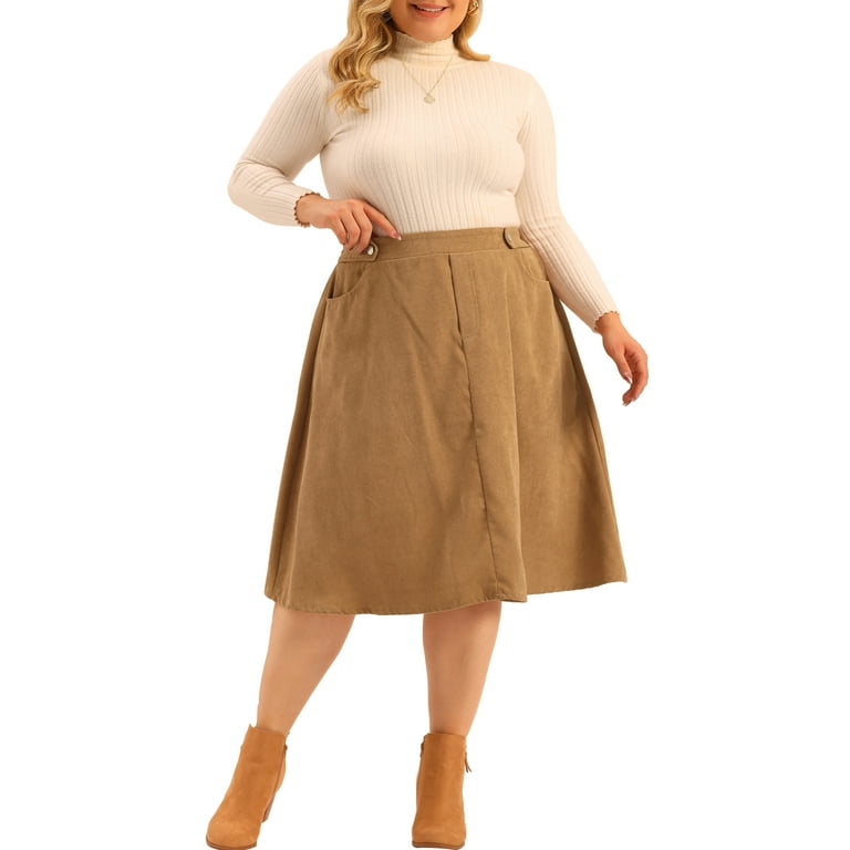Unique Bargains Women's Plus Size Casual Knee a Line Faux Suede Skirts Khaki 1X - Walmart.com Unique Bargains Women's Plus Size Casual Knee a Line Faux Suede Skirts Khaki 1X - Walmart.com