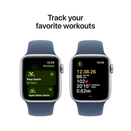 Apple Watch SE 2nd Generation (GPS+Cellular) 40mm Aluminum Case with Denim Sport Band - S/M - Silver - (2024)