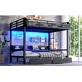 thumbnail image 7 of Mintazer Queen Over Queen Metal Bunk Bed with &nbsp;LED Light Strip & USB Ports, Multifunctional Metal Bunk Beds with 3 Shelves & 2 Drawers and Convertible Lower Bed for Bedroom Dorm, Black, 7 of 7