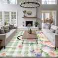 thumbnail image 3 of Large Area Rugs for Living Room Bedroom, Easter 6'x9' Rug Washable Carpet Runner Indoor Outdoor, Spring Rabbit Feet Wildflowers Eggs Green Lattice Non Slip Floor Mats Rug for Kitchen, Playroom, 3 of 8