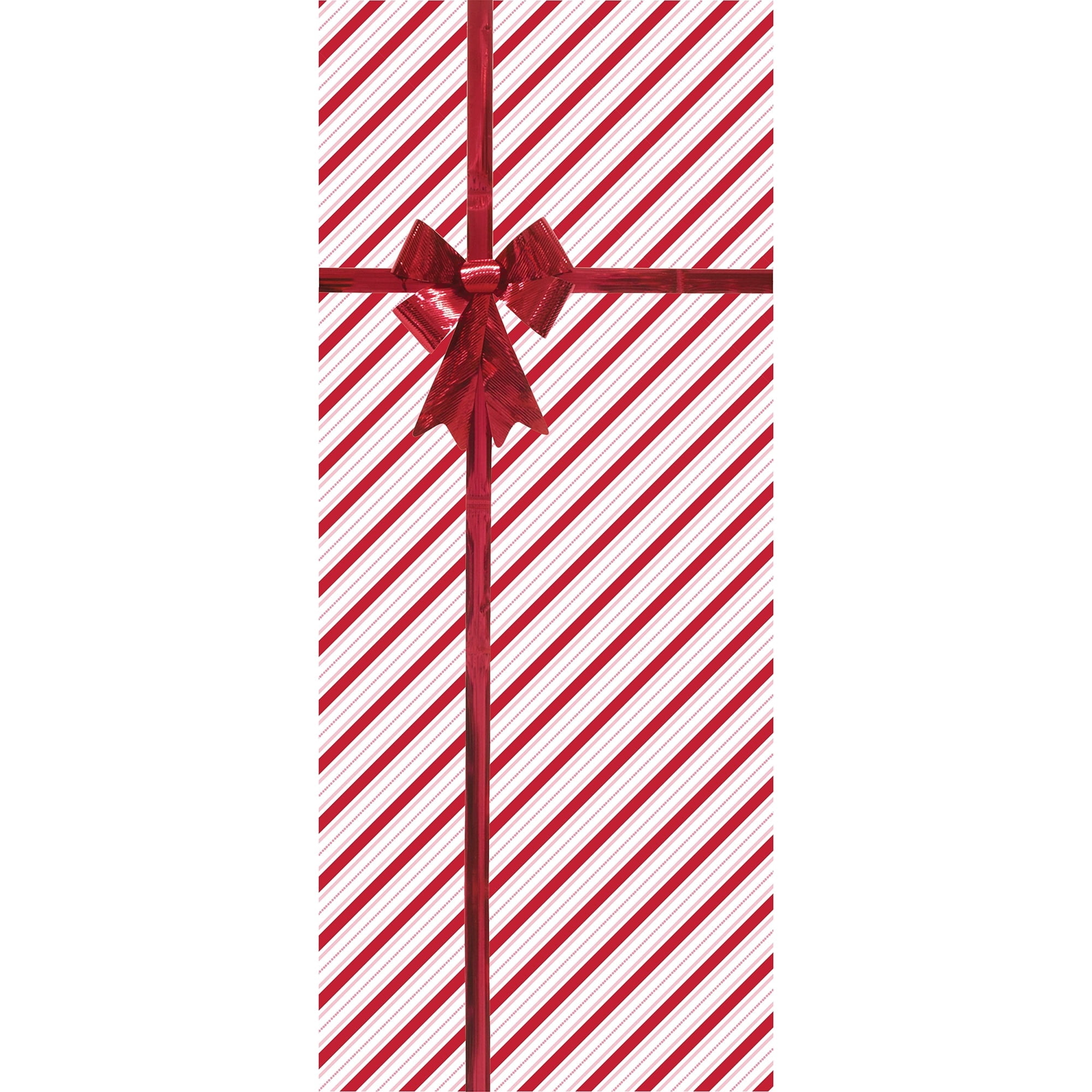 Diagonal Stripes with Bow Decorative Christmas Door Panel, Red and White, 30" x 6', by Holiday Time