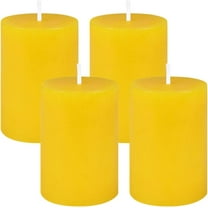 NestE 4 Packs 2x3 Inch Yellow Citronella Pillar Candles, Small Dripless Colored Lemongrass Scented Column Cylinder Candles for Patio Home Outside Garden Camping in Summer - 24 Hours Burning