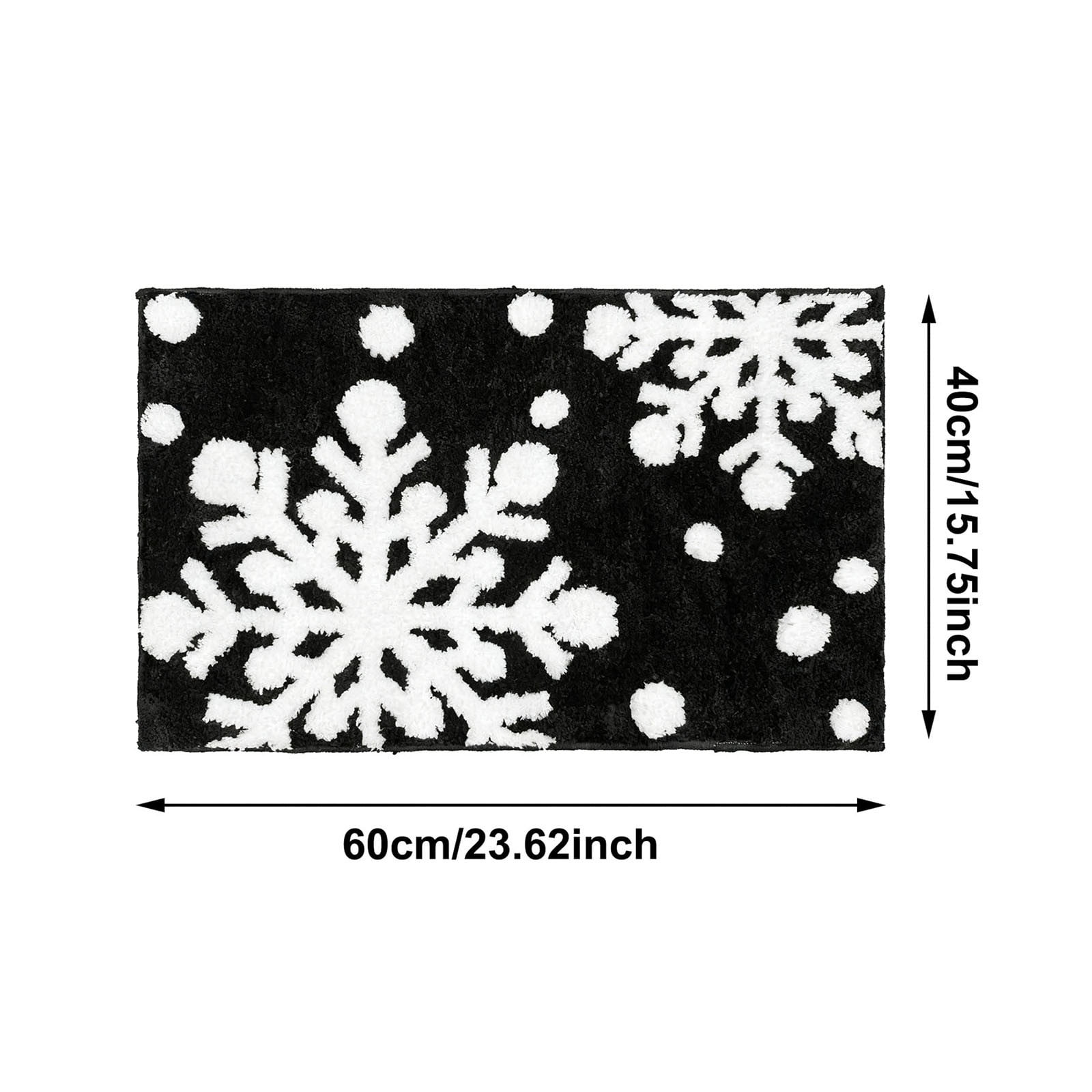 Christmas Snowflake Bath Mat, Soft Absorbent Bath Rug with Non- Back, Plush Winter Bathroom Carpet for Shower Tub Sink Floor Decor