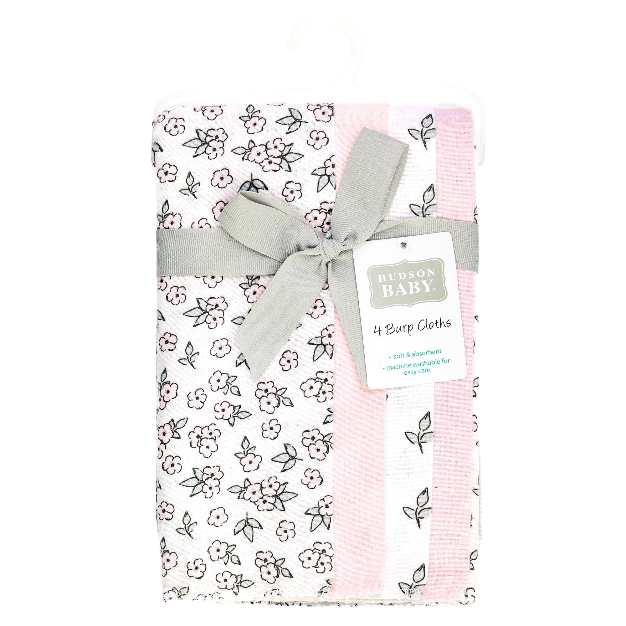 Hudson Baby Unisex Baby Cotton Poly Flannel Burp Cloths, Pink Primrose, One Size