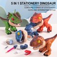 thumbnail image 4 of Green Educational Dinosaur Stationery Set 5 In 1 Model Toy Pencil Eraser Sharpener Stencil Construction Kit Gift For Children Kids Learning, 4 of 6