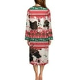 thumbnail image 2 of Yuyamidu Aztec Women Bath Robes Female Zipper Front Long Sleeves Bathrobe Cow Print Housecoat Nightgown Size S Ladies Lounge Dresses Christmas Mid-Length Pjs Sleepdress, Red, 2 of 7