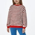thumbnail image 6 of UQJfacai Girls Striped Crewneck Sweatshirt Kids Long Sleeve Oversized Sweater Boys Fashion Pullover Tops Fall Clothes 1-12 Years, 6 of 7