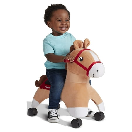 Radio Flyer, Boots: Rolling Pony, Plush Caster Ride-on Horse for Girls and Boys