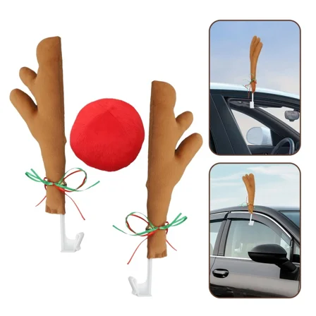 Car Antlers Nose Reindeer Antlers Car Decoration Xmas Car Decorations