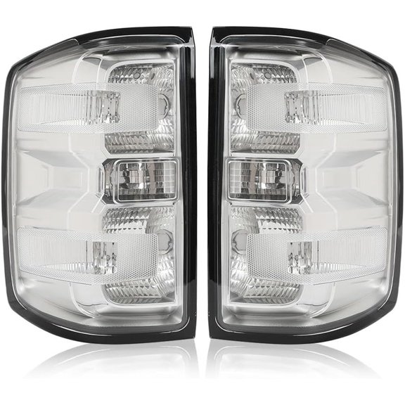 HUICHENG Tail Lights with Bulbs Fit Chevy Silverado 1500 2016-2019 GMC Sierra 3500 HD 2016-2019 Clear Lens Left Right