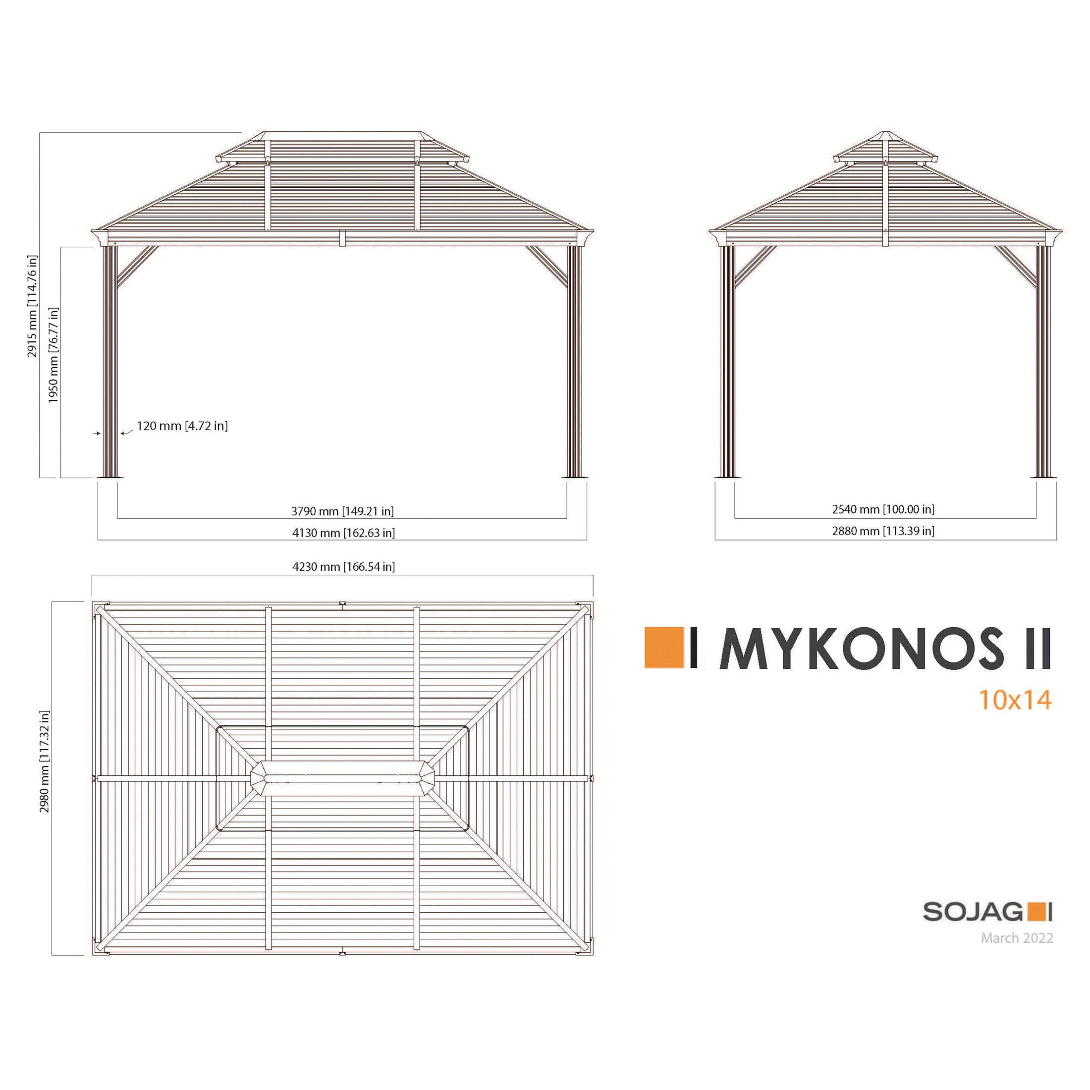 Sojag Mykonos 10 x 14 x 10 ft Dark Grey Gazebo