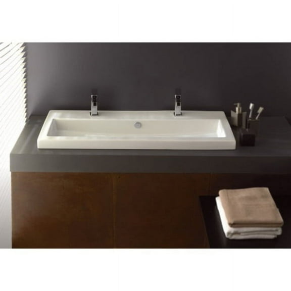 Nameeks 4003011B-Two Hole-18" Tecla 39-3/8" Ceramic Wall Mounted / Drop In Bathroom Sink -