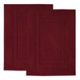 thumbnail image 1 of Alfombrillas de baño Feather & Stitch, 100% algodón, 2 piezas, rojas, 1 of 8