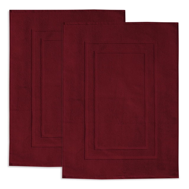 Alfombrillas de baño Feather & Stitch, 100% algodón, 2 piezas, rojas