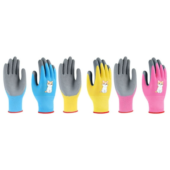 HONMEET Kids Working Gloves Comfortable Fit Latex 3 Pairs
